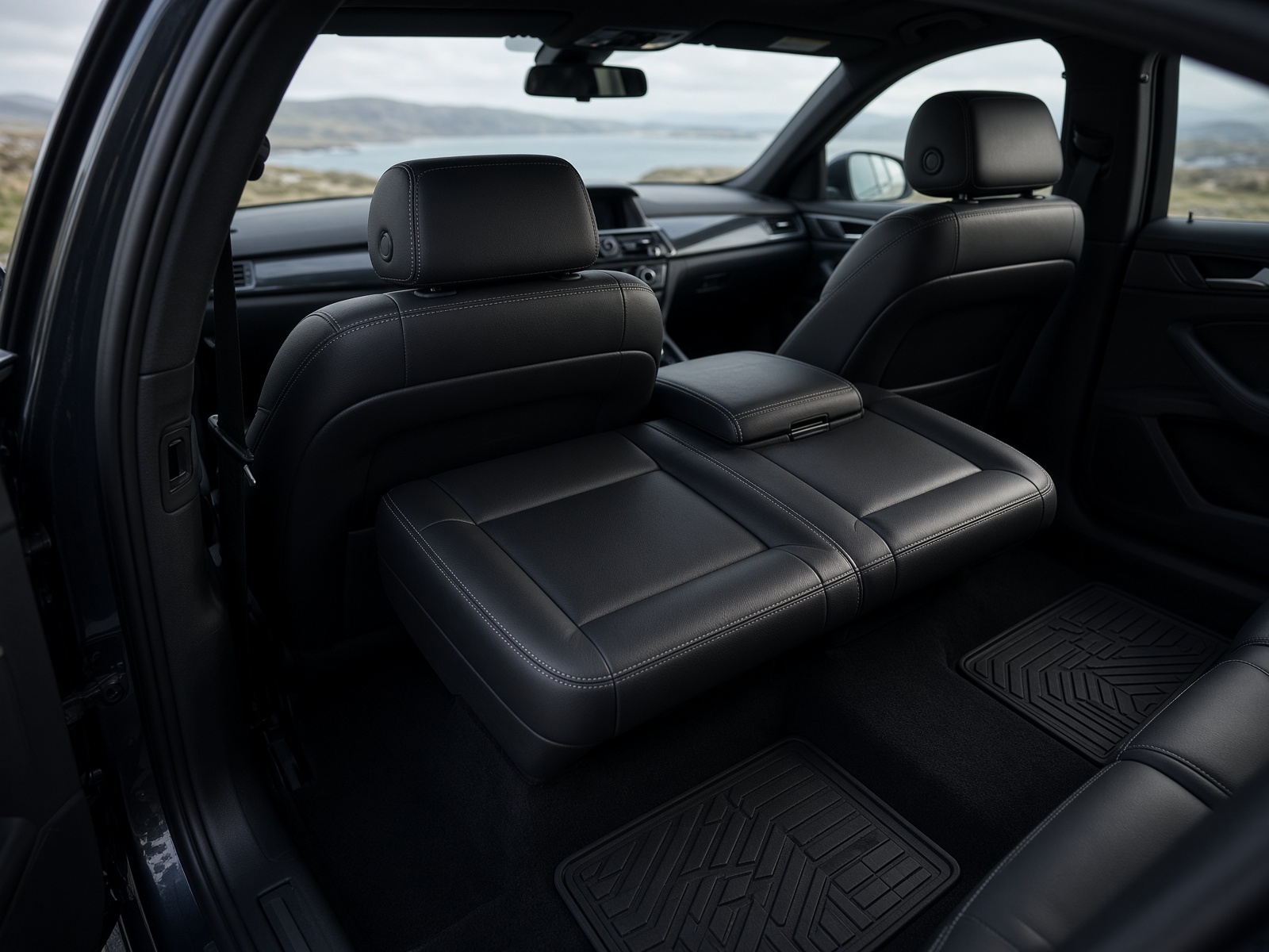 Dark estate car interior after a professional deep clean